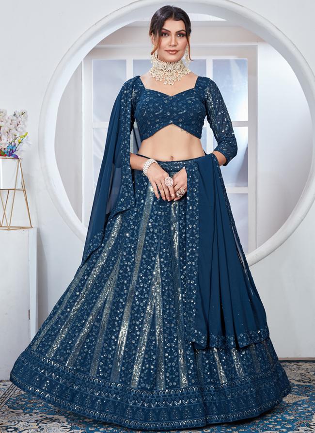 Faux Georgette Rama Wedding Wear Embroidery Work Lehenga Choli